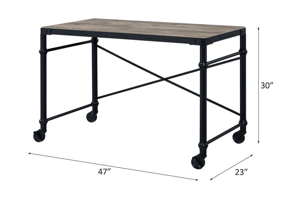 Oklarth - Rustic Writing Desk - Black / Oak by Unique Piece Furniture