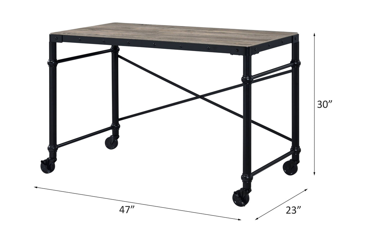 Oklarth - Rustic Writing Desk - Black / Oak by Unique Piece Furniture