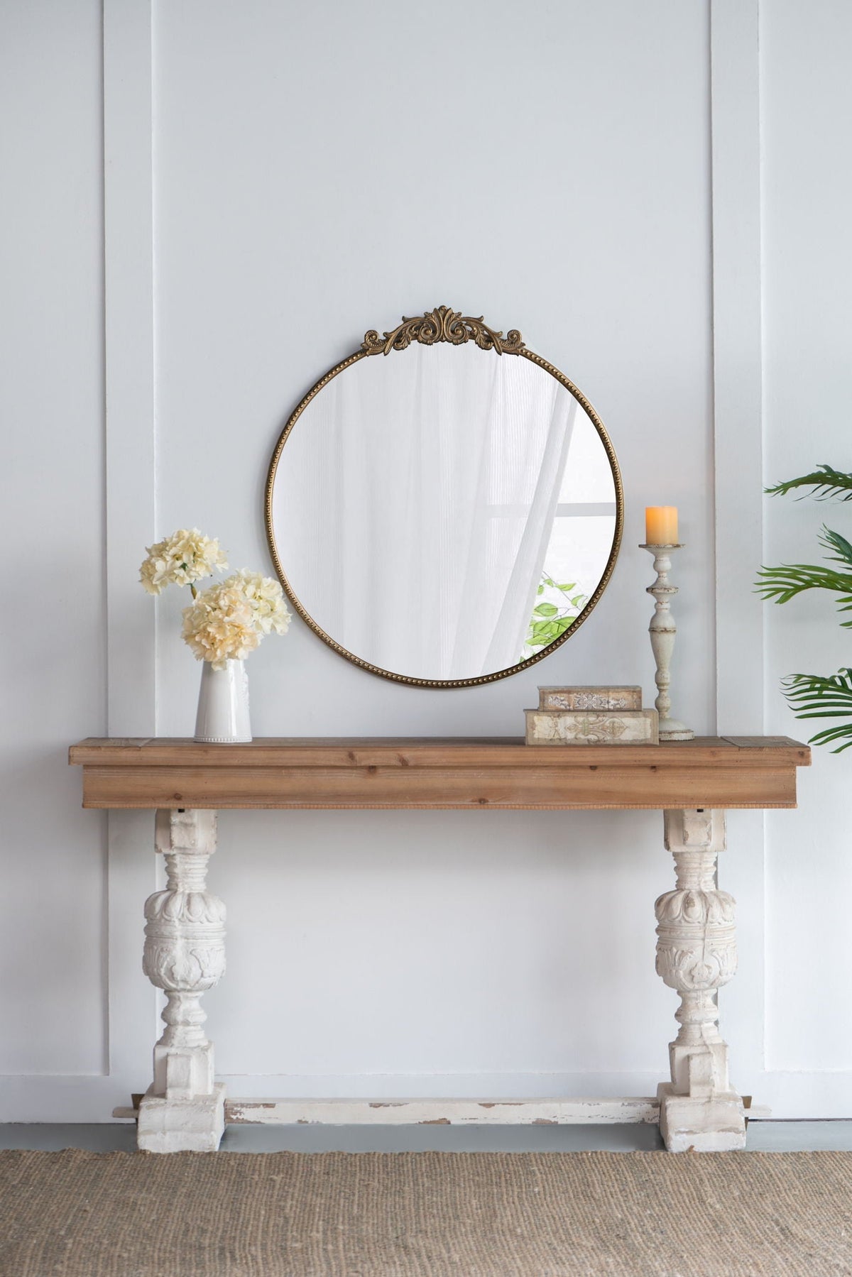 Classic Design Mirror With Baroque Inspired Frame For Bathroom, Entryway Console Lean Against Wall by Unique Piece Furniture
