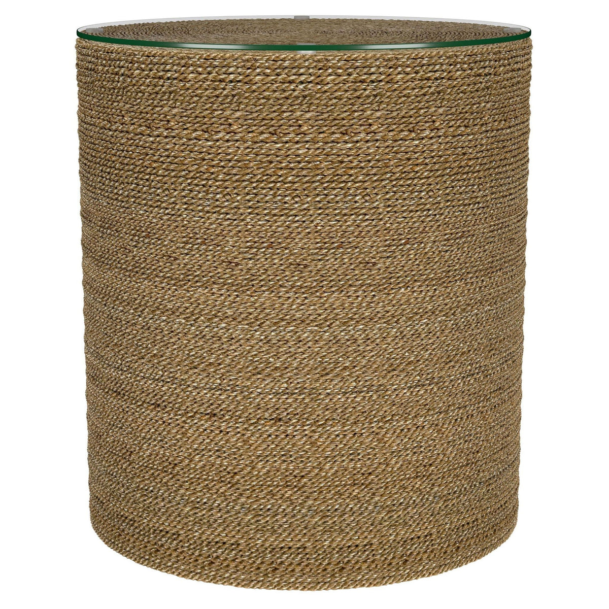 Halden Round Woven Seagrass Accent Side Table Light Brown by Unique Piece Furniture