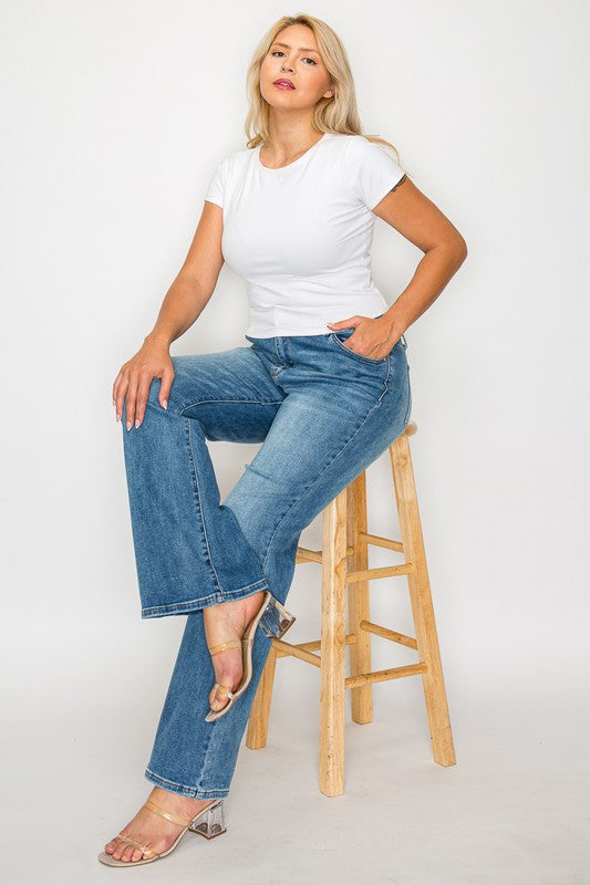 bytos Full Size Cat's Whiskers Mid Rise Bootcut Jeans by Wild and Free Boutique