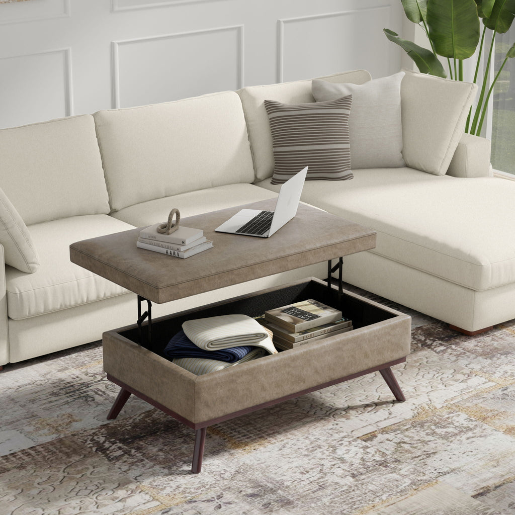 Owen - Multifunctional Square Coffee Table Storage Ottoman by Unique Piece Furniture
