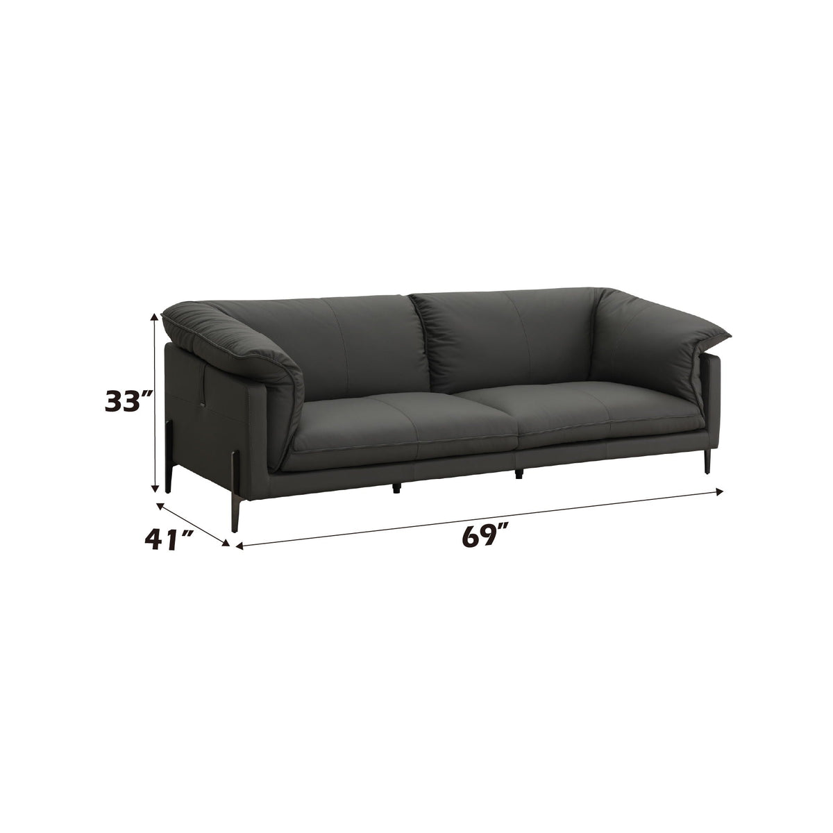 Tadi - Top Grain Leather Loveseat - Black by Unique Piece Furniture