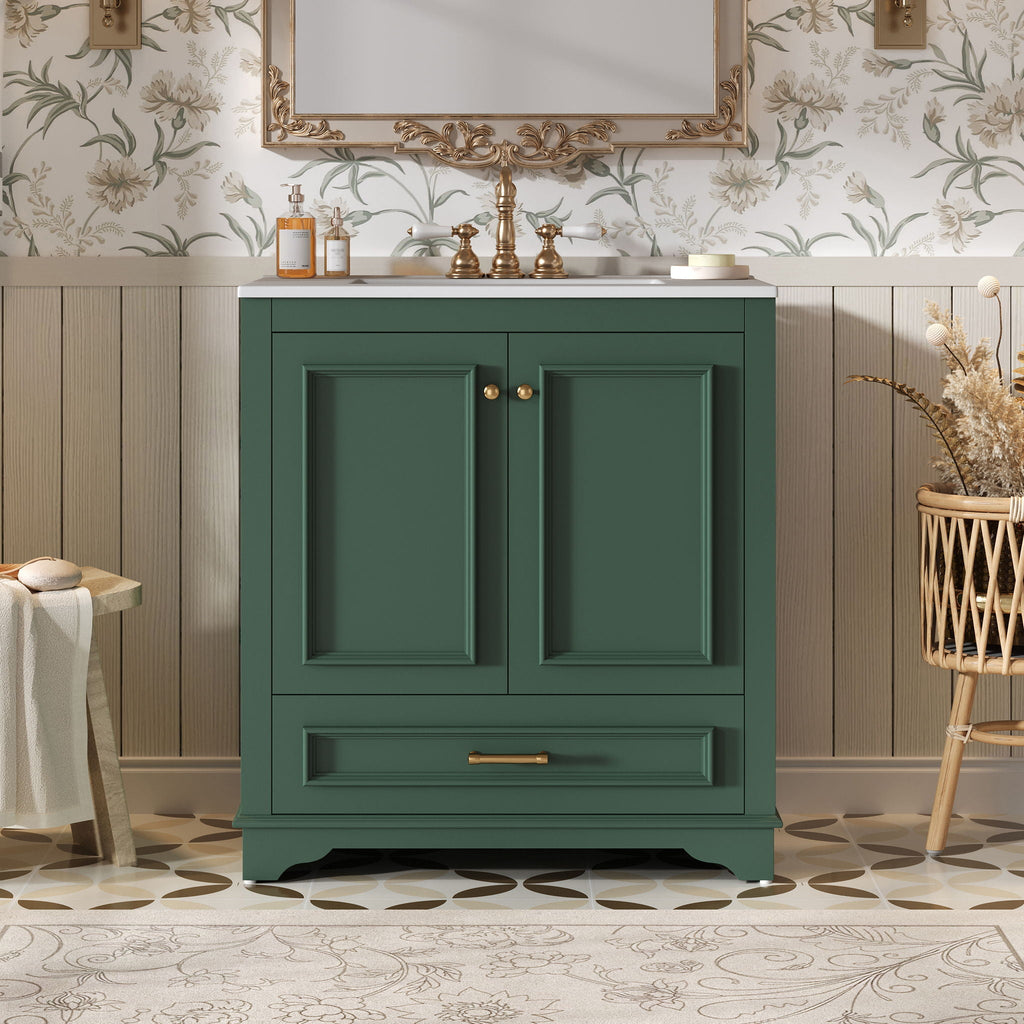 Bathroom Vanity With Sink, Cabinet & 2 Soft Closing Doors & Adjustable Shelf by Unique Piece Furniture