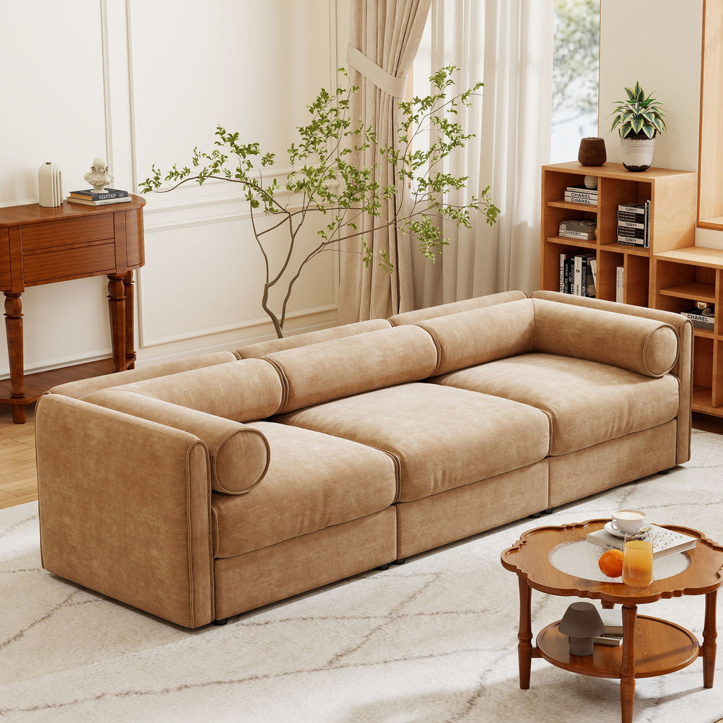 Stylish Sofa With Storage Seat And Cylindrical Backrest by Unique Piece Furniture