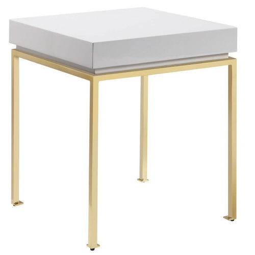 Bianca Nightstand Side Table Square Frame High Sheen Lacquer by DailySale