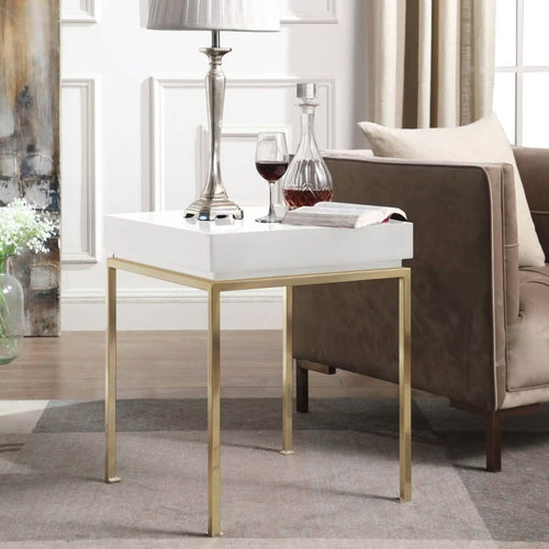 Bianca Nightstand Side Table Square Frame High Sheen Lacquer by DailySale
