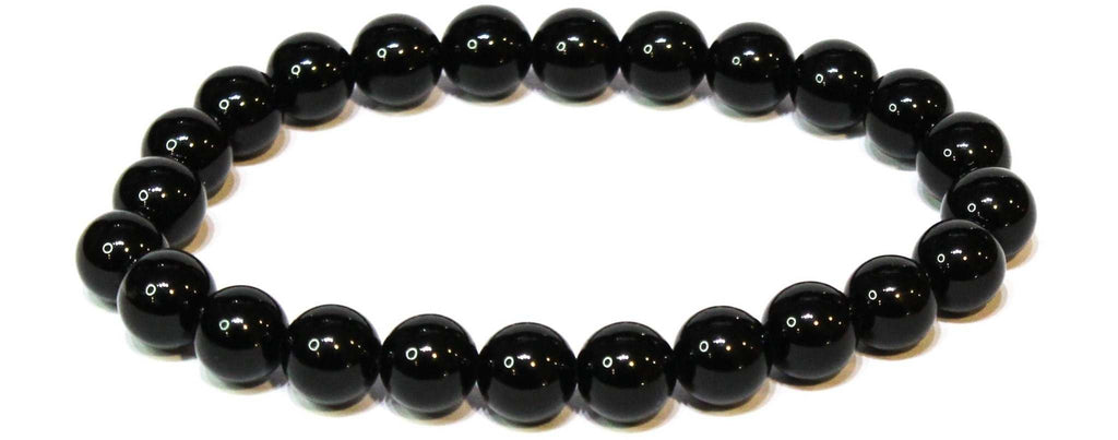 Black Obsidian Round Bead Bracelet by Sacred Crystals
