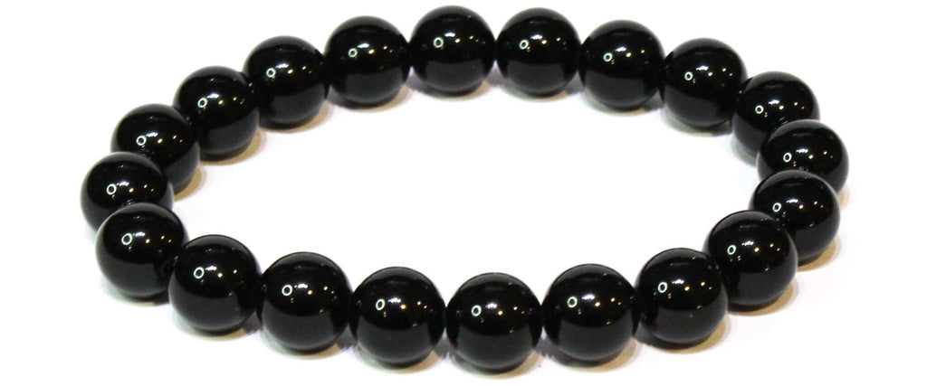 Black Obsidian Round Bead Bracelet by Sacred Crystals