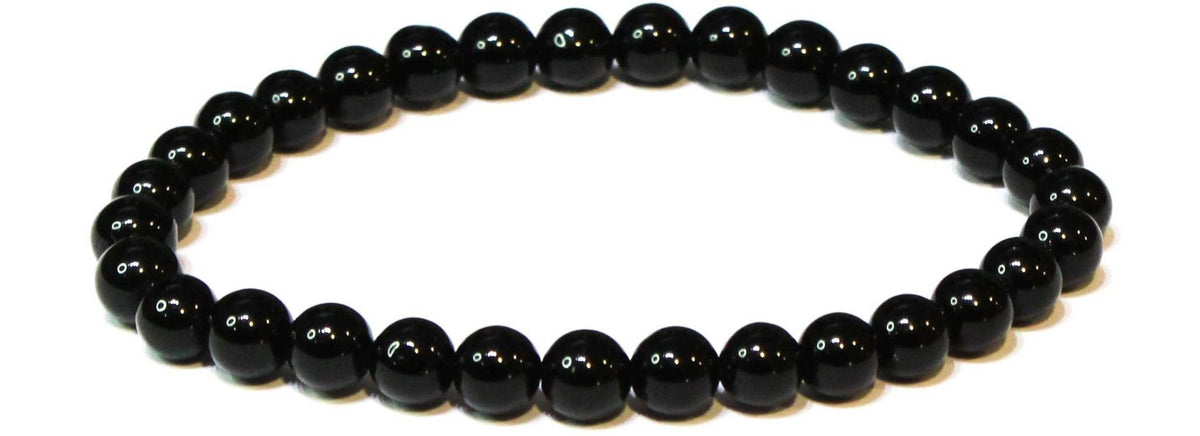 Black Onyx Round Bead Bracelet - Gentle Protection by Sacred Crystals