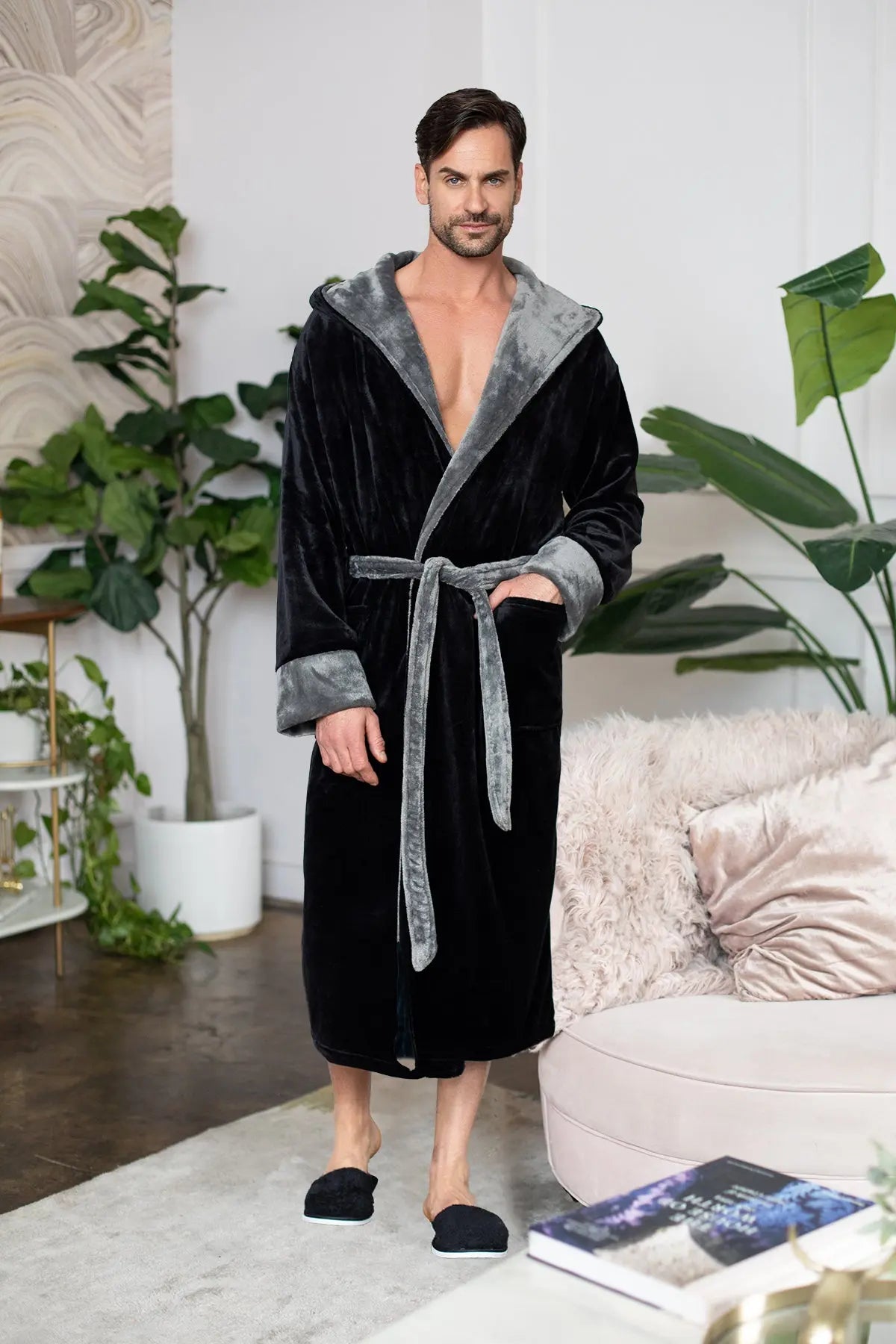 Men’s Robe with Hood – Ultra-Soft Plush Comfort for Everyday Use by Lotus Linen