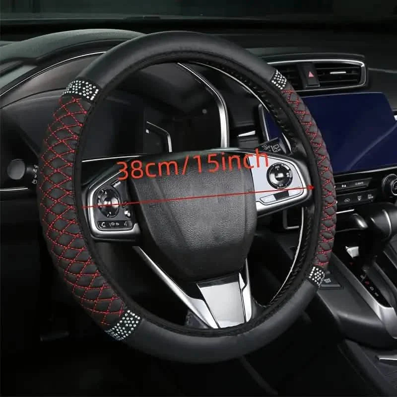 Bling Soft Faux Leather Car Steering Wheel Cover Non-Slip Heat And Cold Protector by DailySale