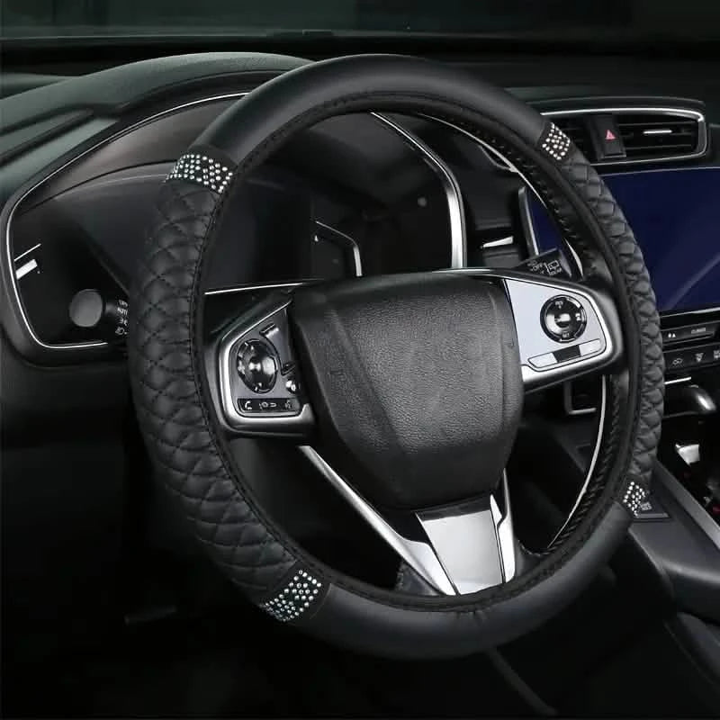 Bling Soft Faux Leather Car Steering Wheel Cover Non-Slip Heat And Cold Protector by DailySale