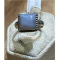 Blue Lace Agate Ring Size 9 "Square Fringe" by Sacred Crystals