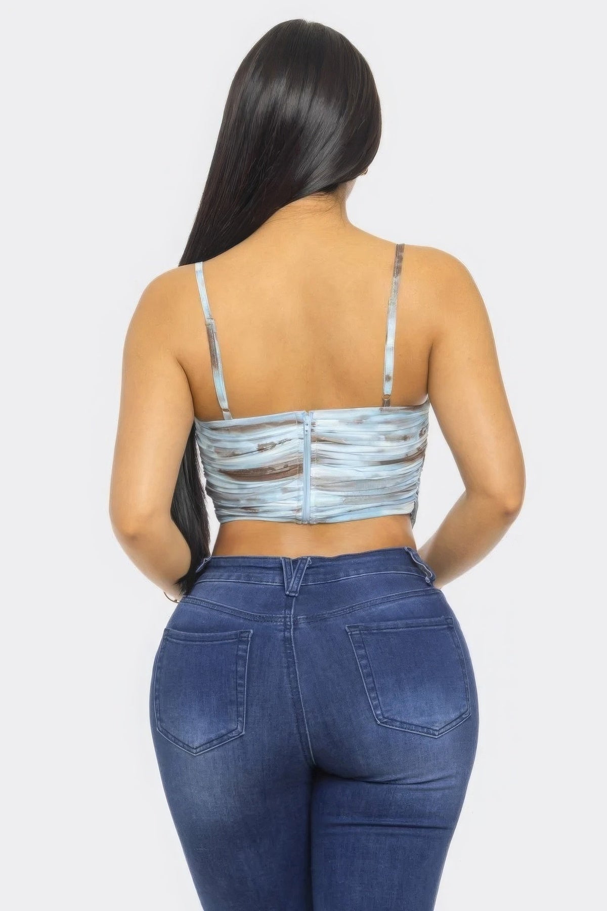Blue Multicolor Mesh Print Top by Tigbul's Variety Fashion Shop