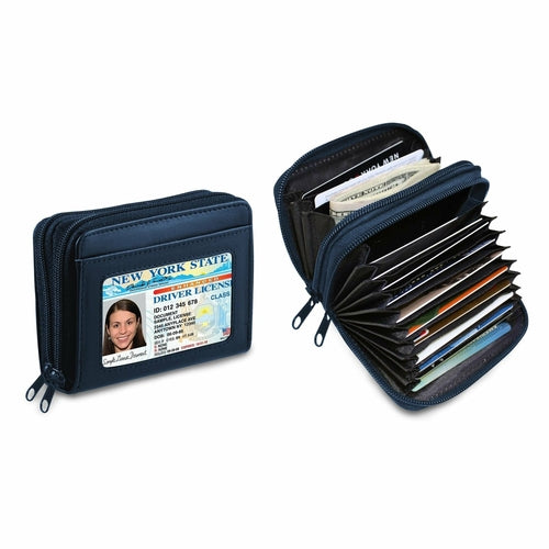 RFID Genuine Leather Credit Card Wallet for Women w/ ID Display Window by Cerulean Grapevine