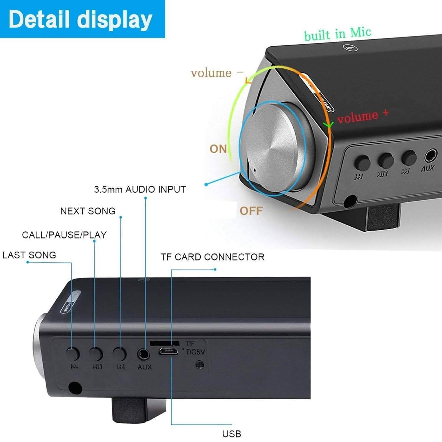 Bluetooth Sound Bar Wired and Wireless Mini Home Theater Audio by DailySale