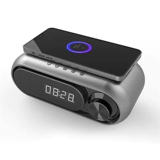 Bluetooth Speaker Wireless Charger with Alarm Clock by DailySale