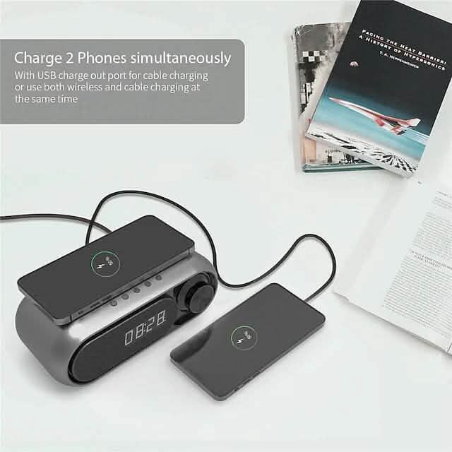 Bluetooth Speaker Wireless Charger with Alarm Clock by DailySale