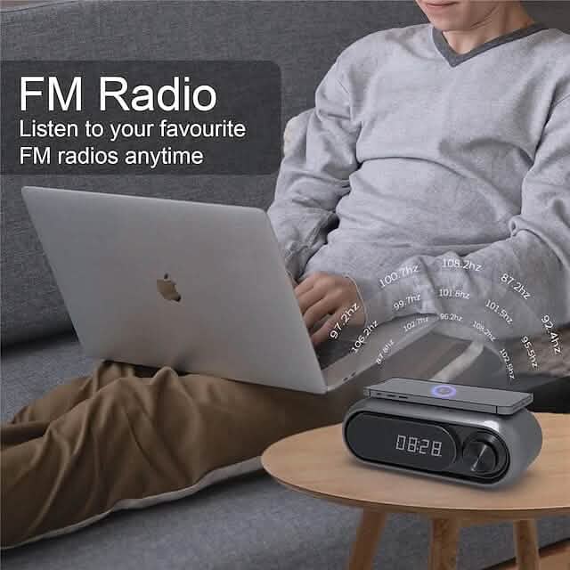 Bluetooth Speaker Wireless Charger with Alarm Clock by DailySale