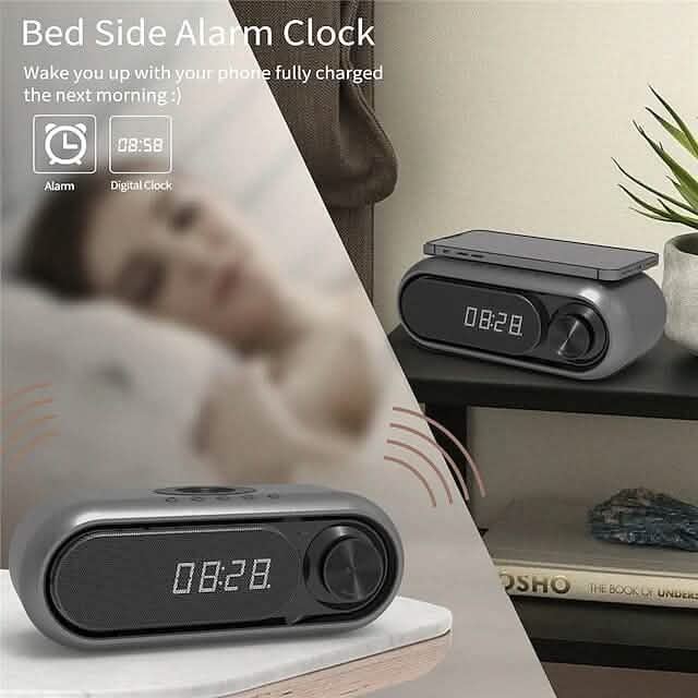 Bluetooth Speaker Wireless Charger with Alarm Clock by DailySale