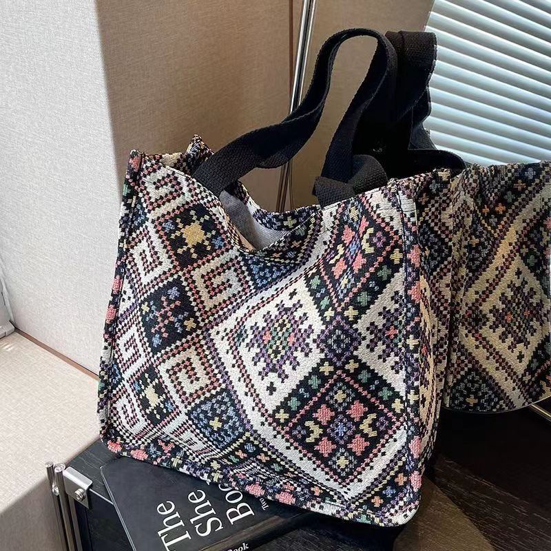 Boho Chic Canvas Tote - Spacious Convertible Bag for Campus & Commute (MAC261) by Mariam's Collection
