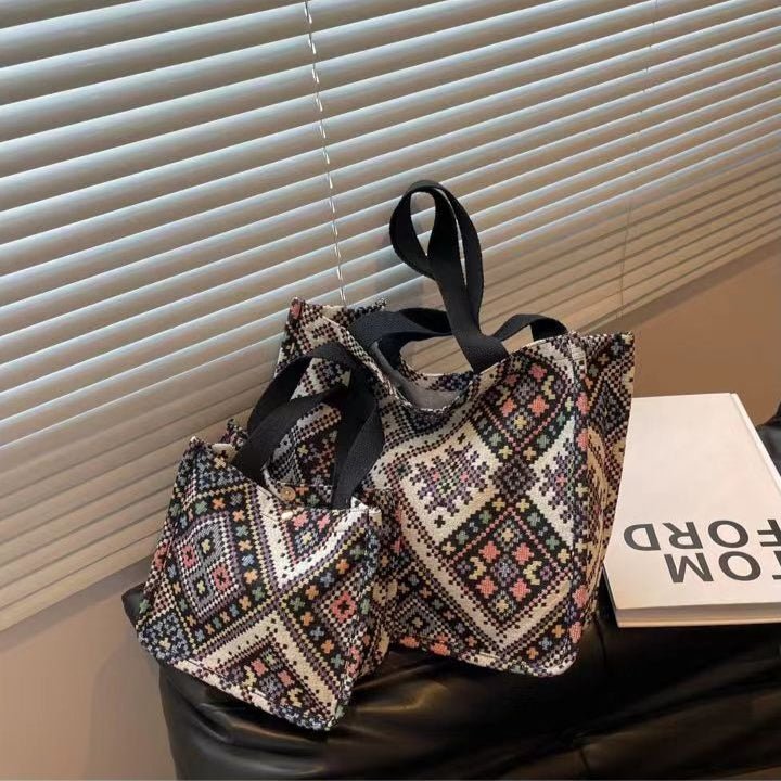 Boho Chic Canvas Tote - Spacious Convertible Bag for Campus & Commute (MAC261) by Mariam's Collection