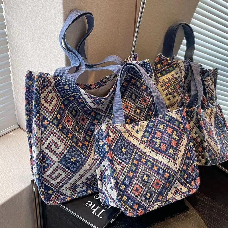 Boho Chic Canvas Tote - Spacious Convertible Bag for Campus & Commute (MAC261) by Mariam's Collection