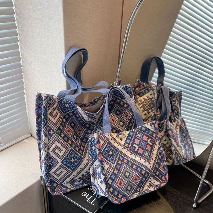 Boho Chic Canvas Tote - Spacious Convertible Bag for Campus & Commute (MAC261) by Mariam's Collection