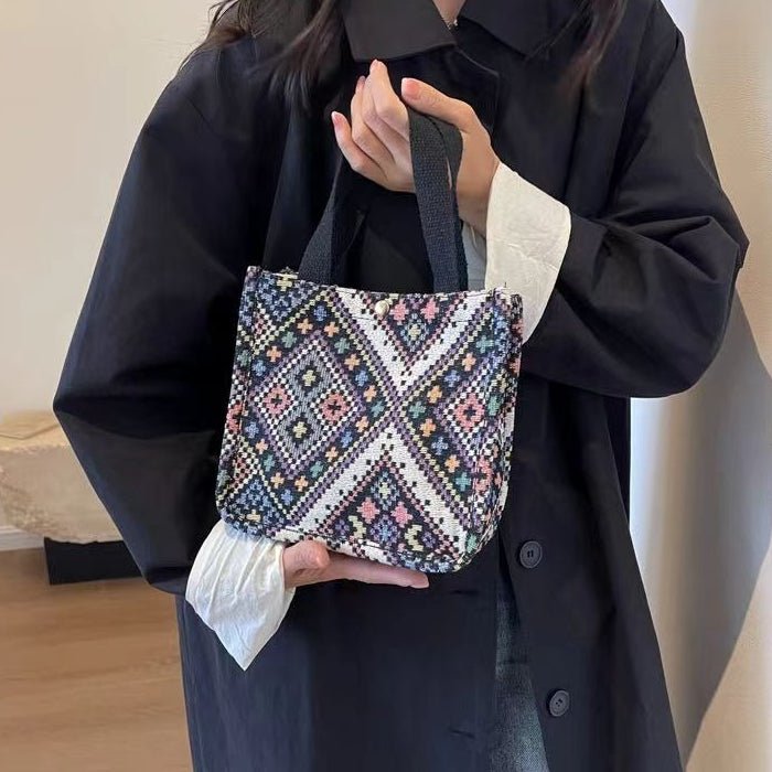 Boho Chic Canvas Tote - Spacious Convertible Bag for Campus & Commute (MAC261) by Mariam's Collection