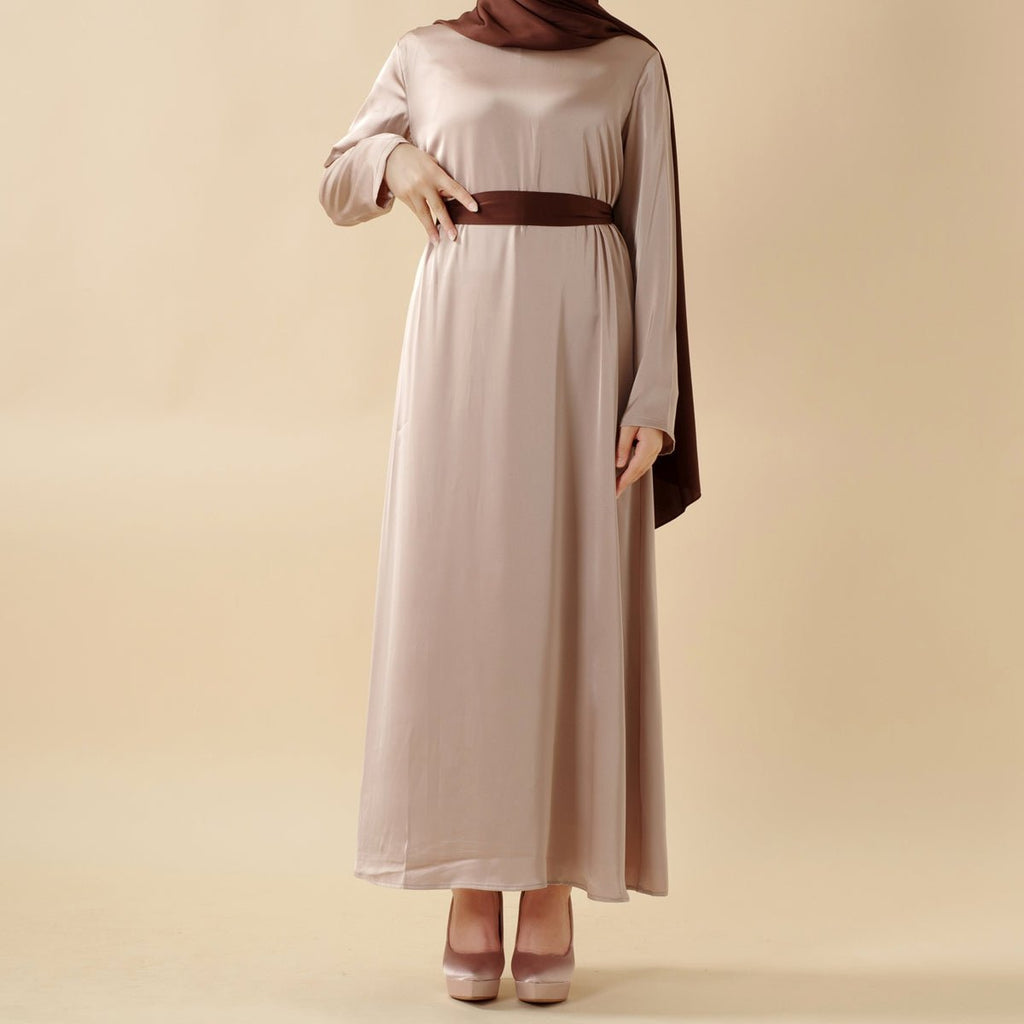 Bow Tie Sleeve Abaya Set With Long-sleeve Inner Dress (MOA026) by Mariam's Collection