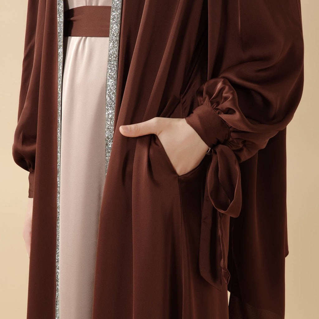Bow Tie Sleeve Abaya Set With Long-sleeve Inner Dress (MOA026) by Mariam's Collection