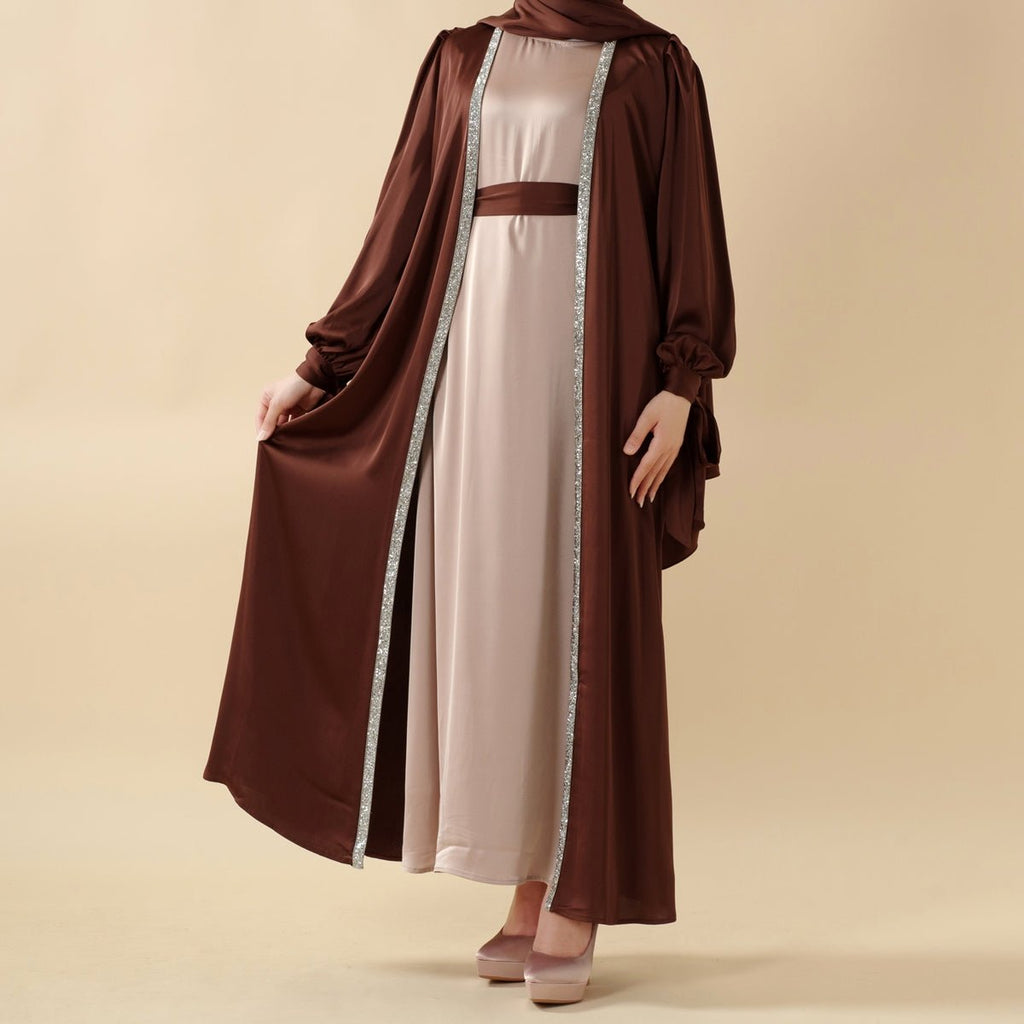 Bow Tie Sleeve Abaya Set With Long-sleeve Inner Dress (MOA026) by Mariam's Collection