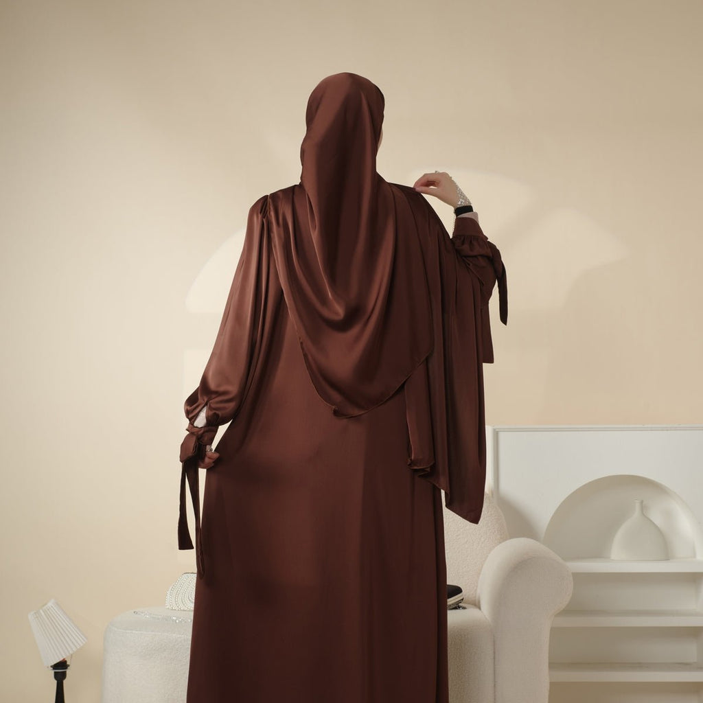 Bow Tie Sleeve Abaya Set With Long-sleeve Inner Dress (MOA026) by Mariam's Collection