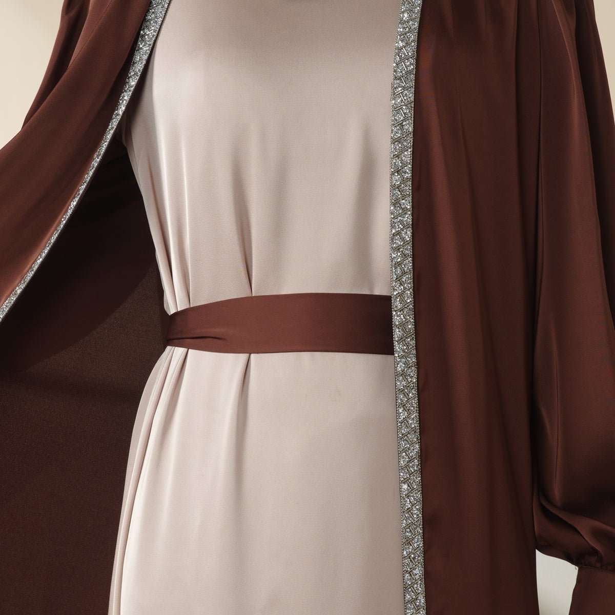 Bow Tie Sleeve Abaya Set With Long-sleeve Inner Dress (MOA026) by Mariam's Collection