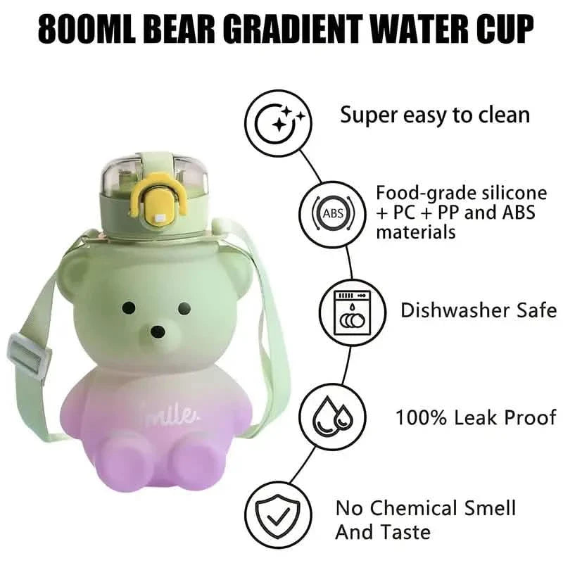 BPA-free Kawaii Bear Straw Water Bottle by DailySale
