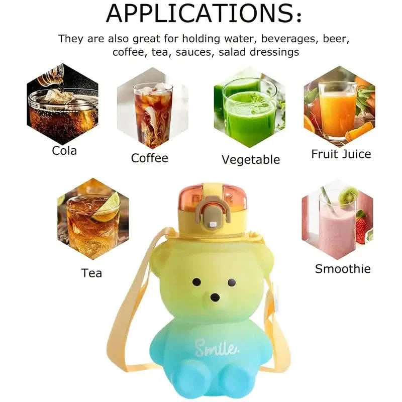 BPA-free Kawaii Bear Straw Water Bottle by DailySale