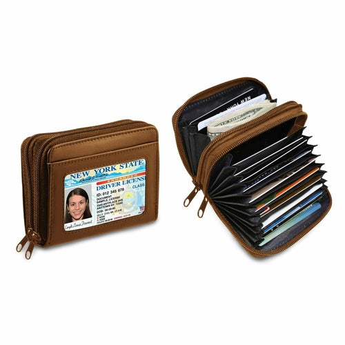 RFID Genuine Leather Credit Card Wallet for Women w/ ID Display Window by Cerulean Grapevine