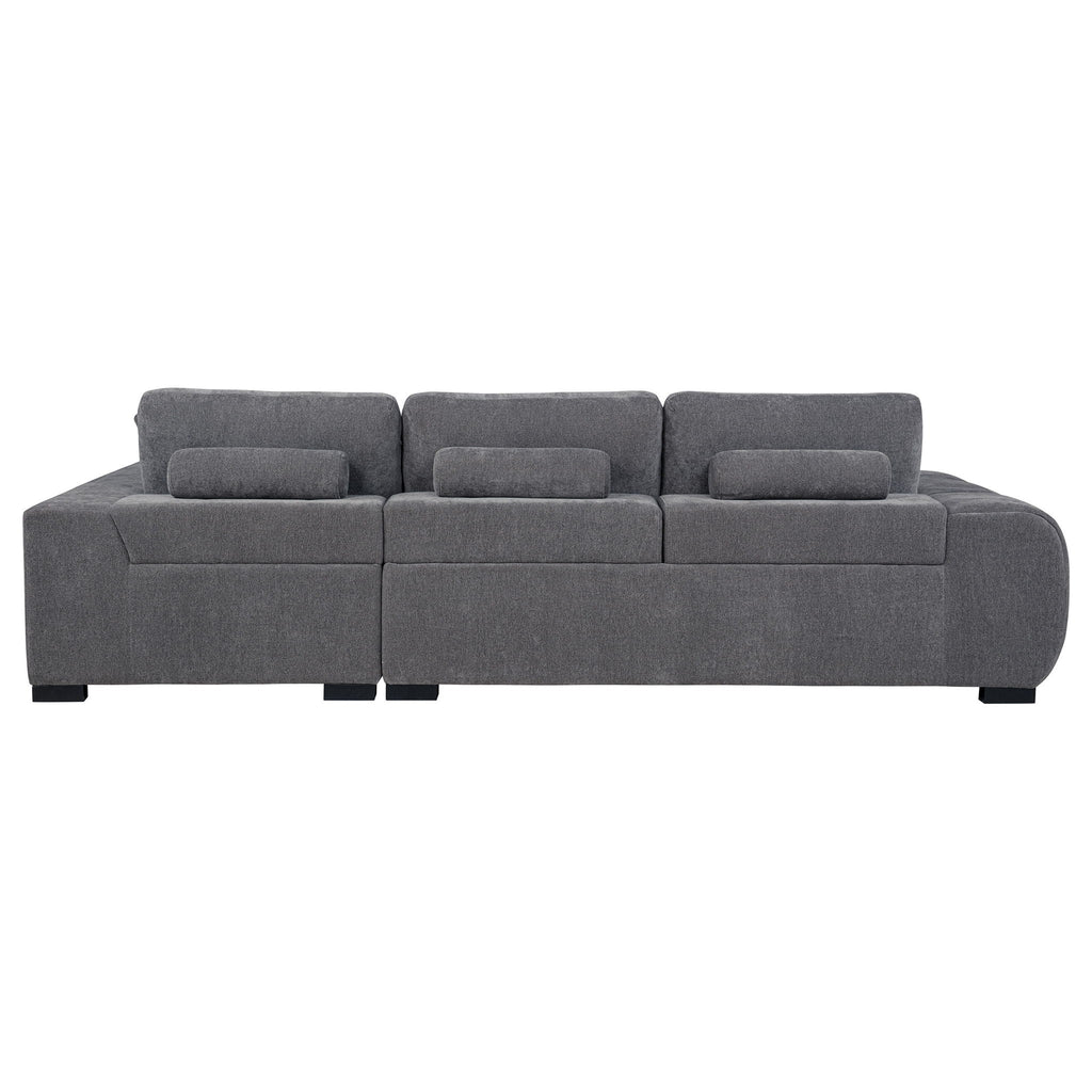 Octavia Upholstered Sectional Chaise Sofa Charcoal Grey by Unique Piece Furniture
