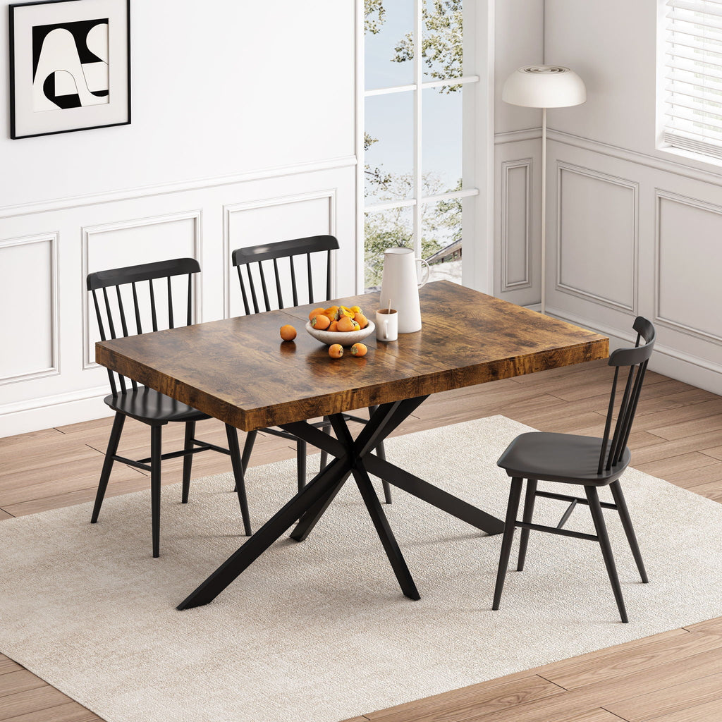 Retro Rectangular Stretch Dining Table With Embossed Center Plate by Unique Piece Furniture