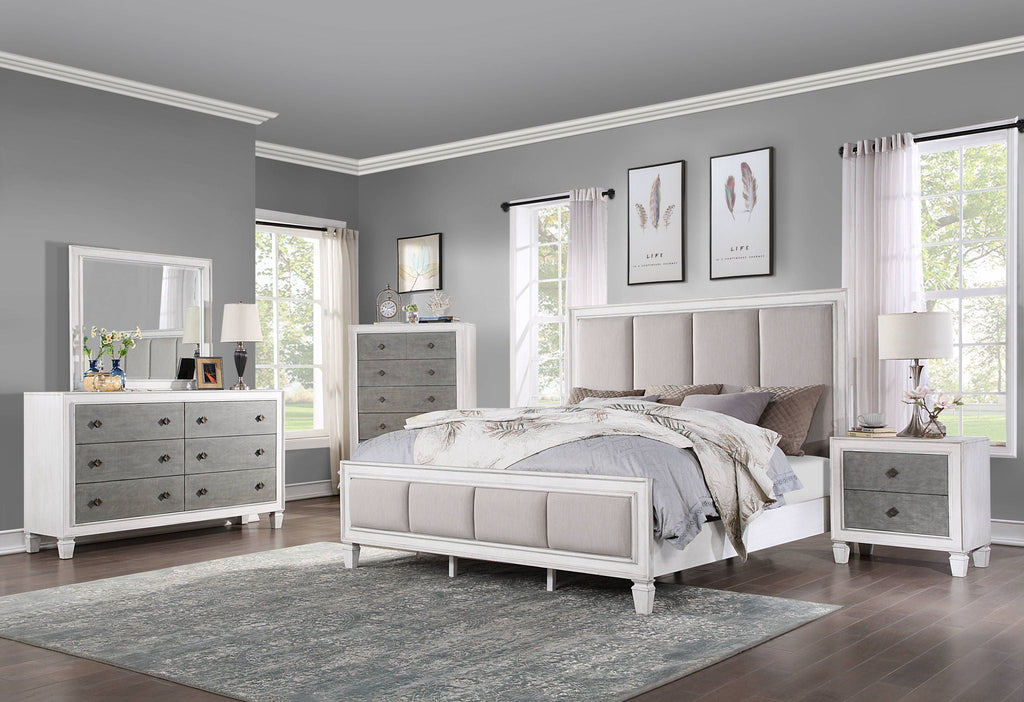 Katia - Weathered Night Stand - Gray / White by Unique Piece Furniture