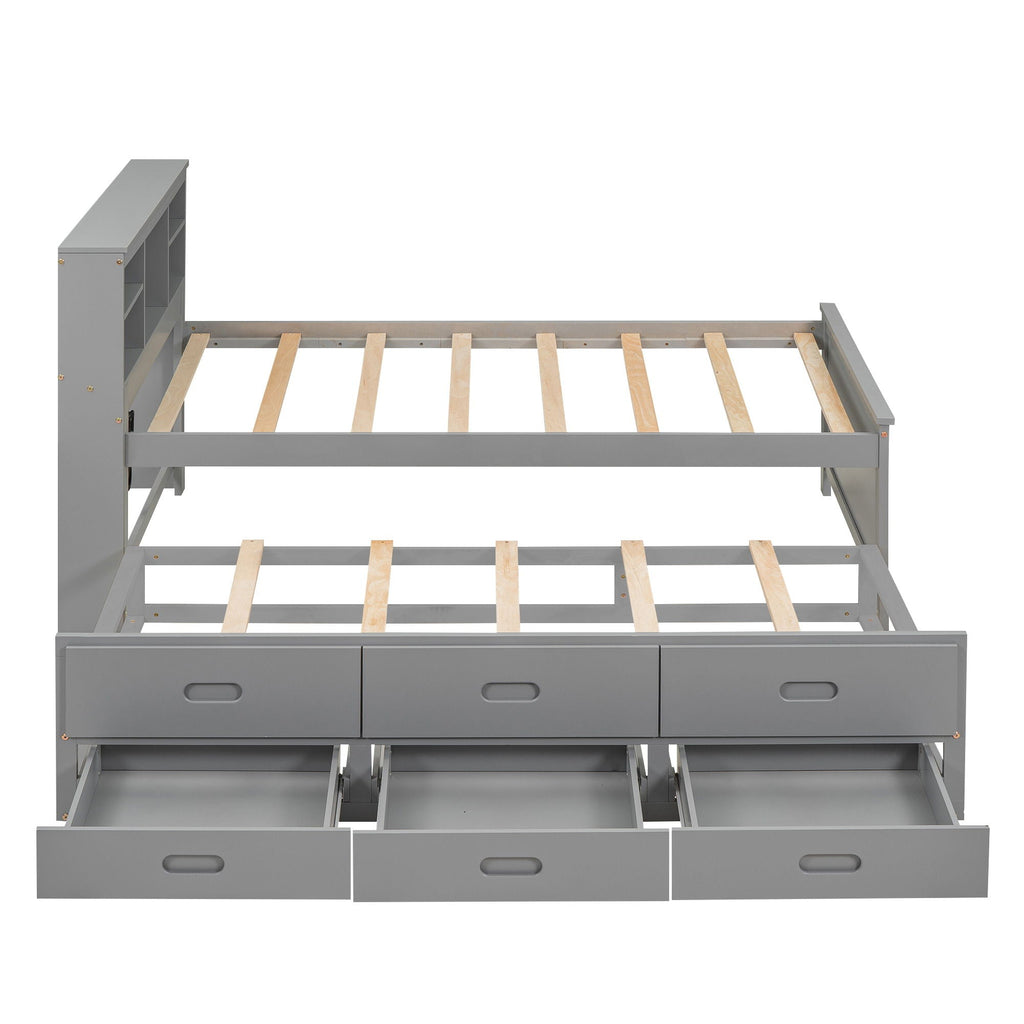 Platform Bed With Storage Headboard, USB, Trundle And 3 Drawers by Unique Piece Furniture