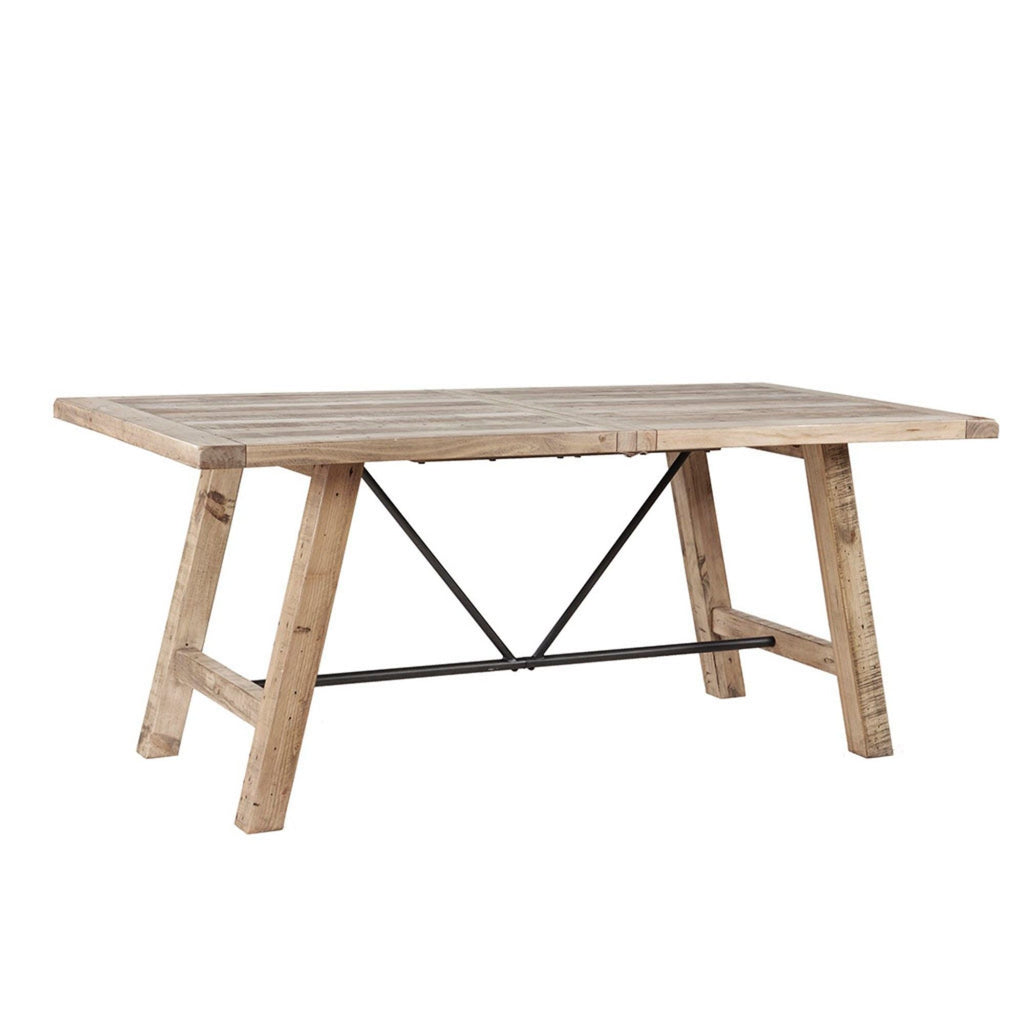 Rustic Dining Table With Metal Support - Natural by Unique Piece Furniture