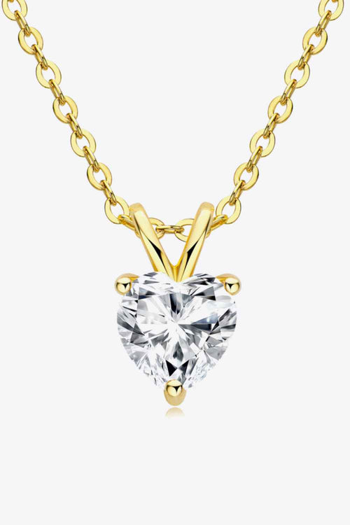 1 Carat Moissanite Heart-Shaped Pendant Necklace by Wild and Free Boutique
