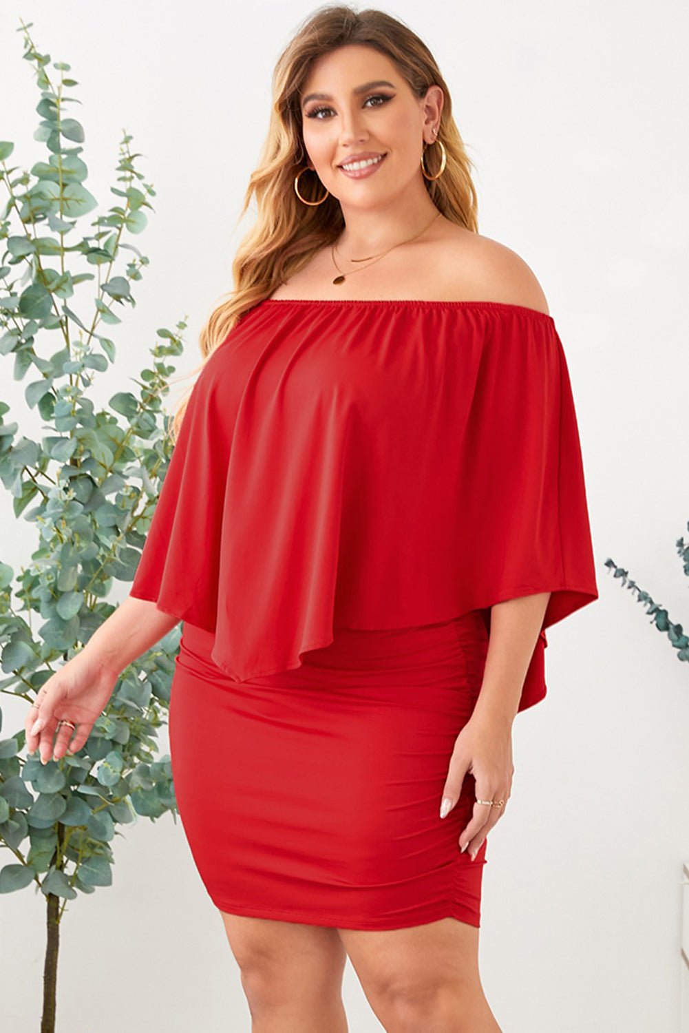 Plus size Dressing Layered Fiery Red Mini Poncho Dress by Wild and Free Boutique