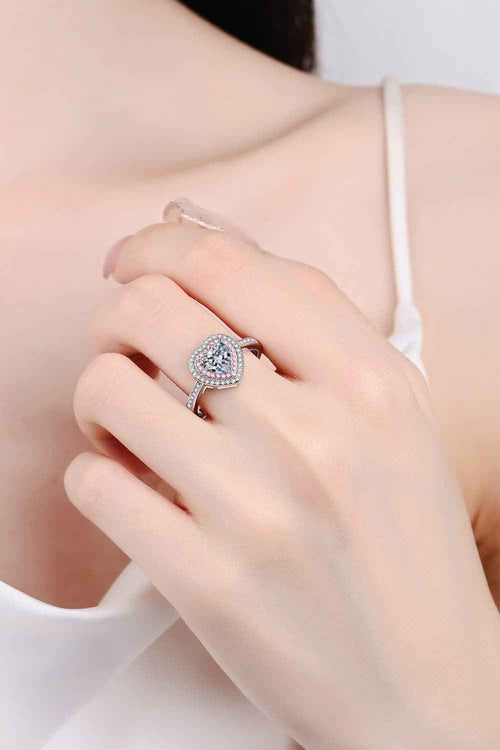 1 Carat Moissanite Heart 925 Sterling Silver Ring by Wild and Free Boutique