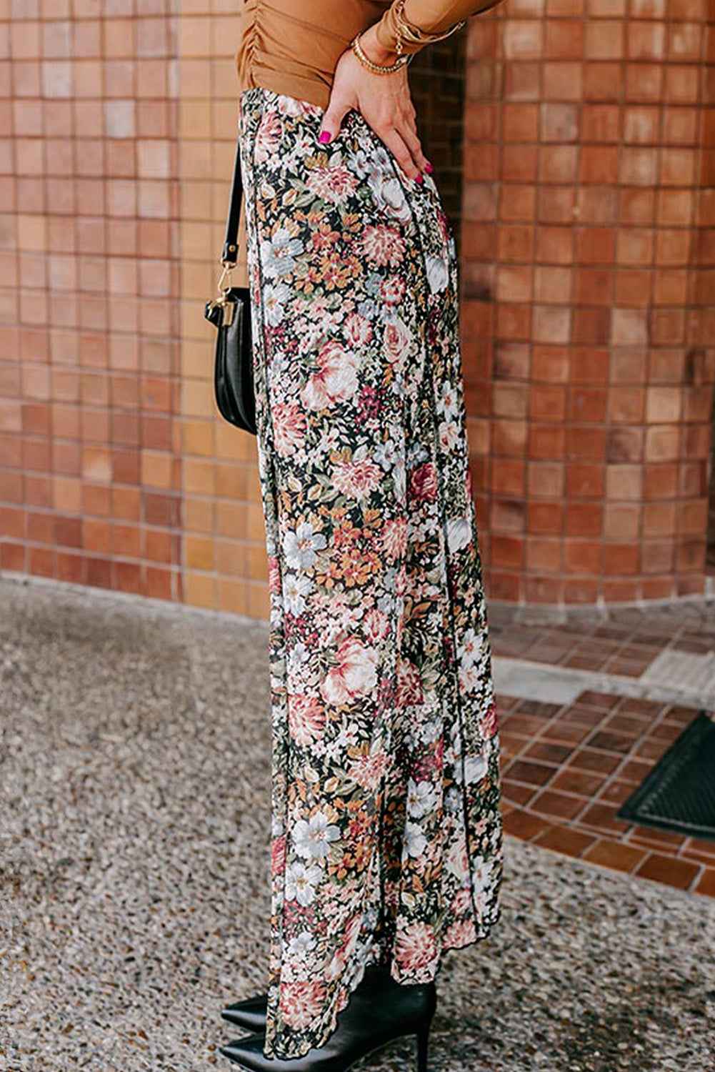 Brown Floral Print High Waist Maxi Skirt by Dear-Lover Dropshipping