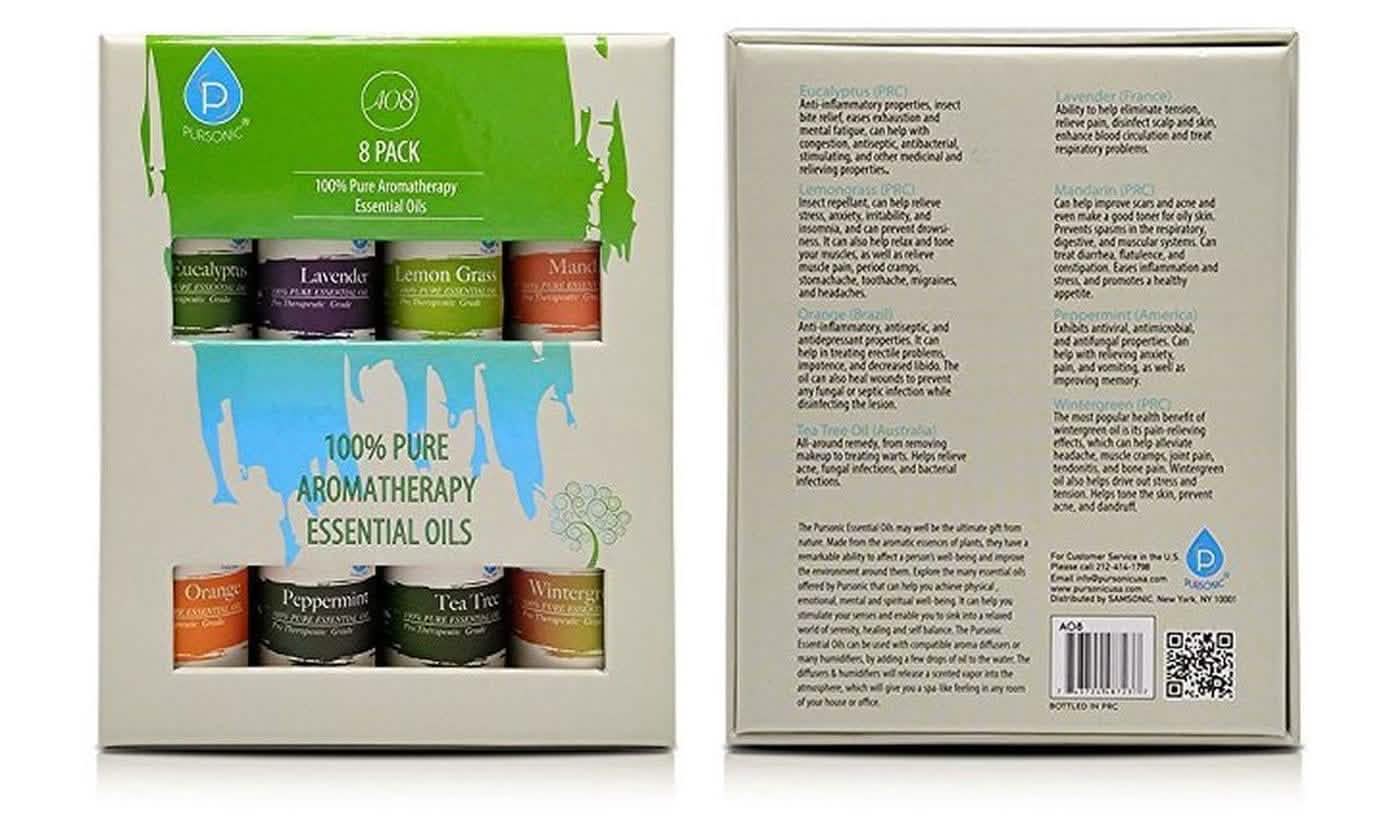 8-Pack: Pursonic 100% Pure Aromatherapy Essential Oils Set by DailySale