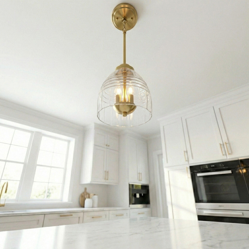 Ember - 3 Candle Lights Chain Pendant - Clear / Gold by Unique Piece Furniture