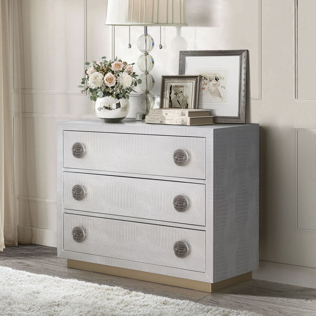 Anpu - Faux Crocodile Skin Console Cabinet - Silver by Unique Piece Furniture